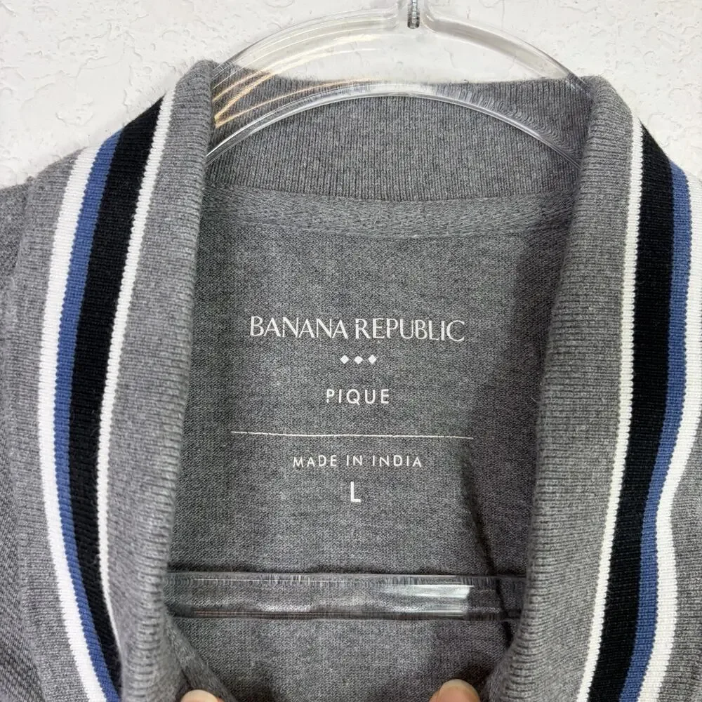 Banana Republic Outlet Pique Gray Polo Shirt Men’s Size L, Made in India, Cotton